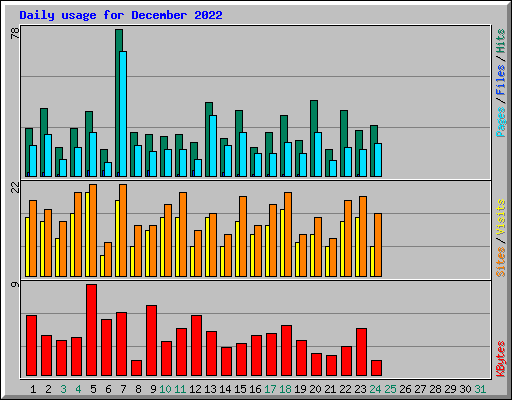 Daily usage for December 2022